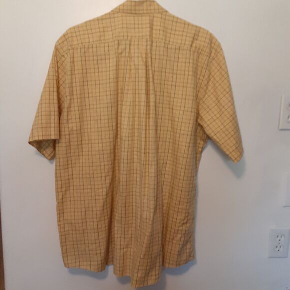 LL Bean Shirt Mens XL Yellow Check Short Sleeve Button Up Wrinkle Resistant - Picture 5 of 7